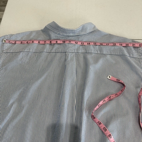 Ralph Lauren Shirt Classic Fit Blue/White Seersucker Short Sleeve Pony Men’s 3XB - Picture 8 of 13